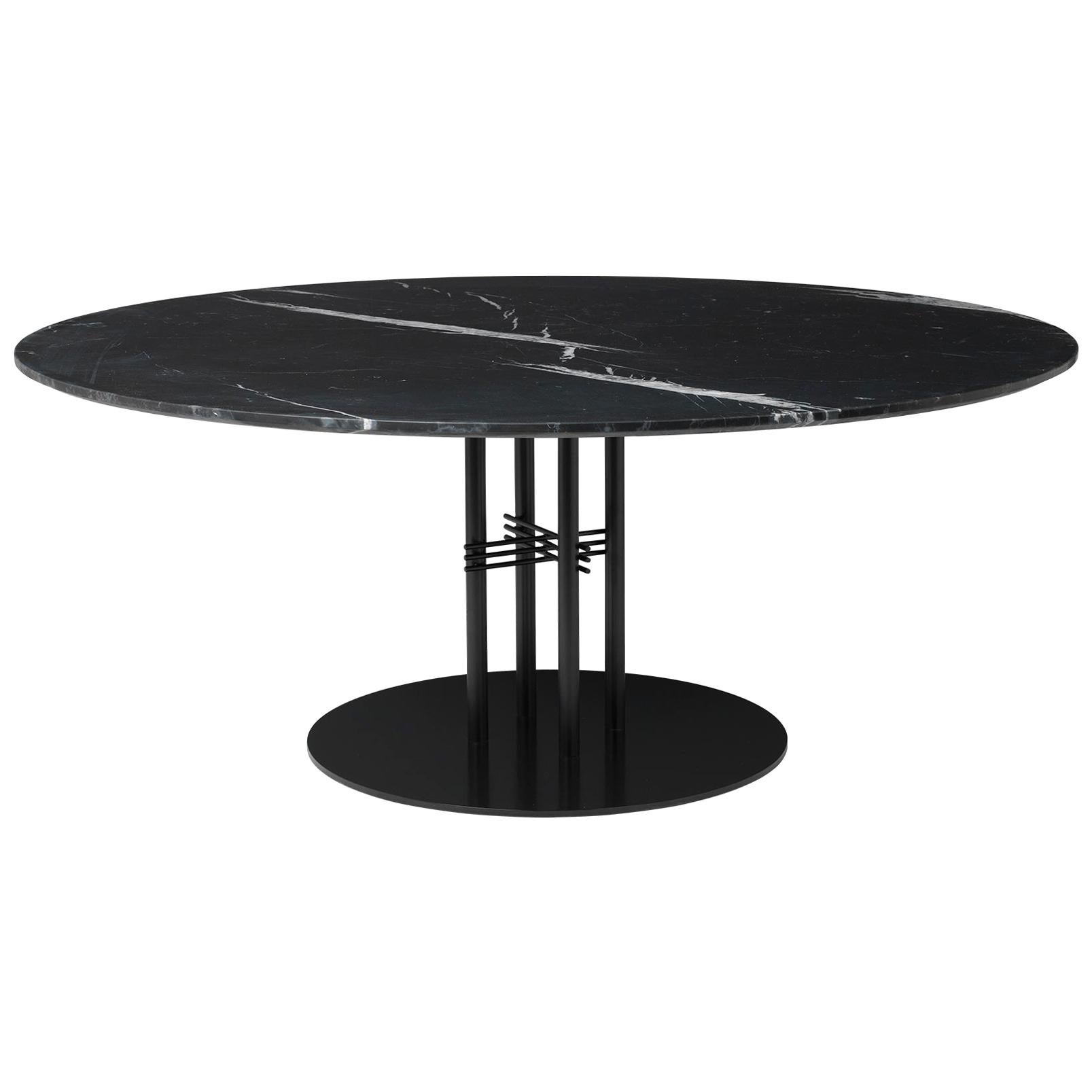 TS Column Lounge Table, Round, Black Base, X-Large, Marble For Sale