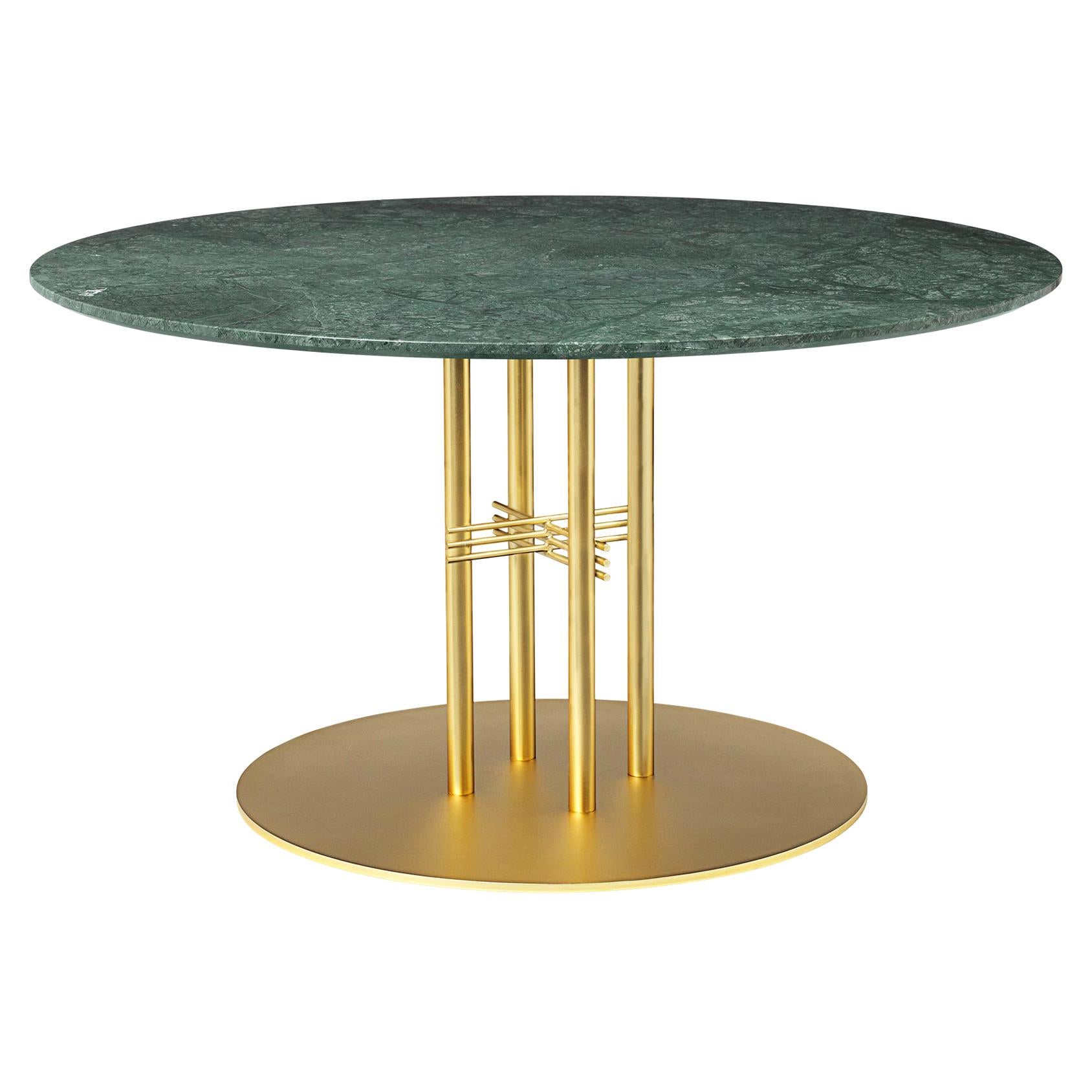 TS Column Lounge Table, Round, Brass Base, Large, Marble For Sale