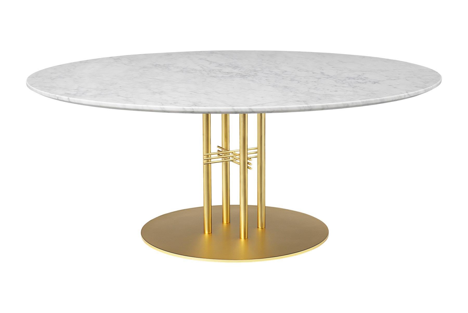 Scandinavian Modern TS Column Lounge Table, Round, Brass Base, X-Large, Marble For Sale