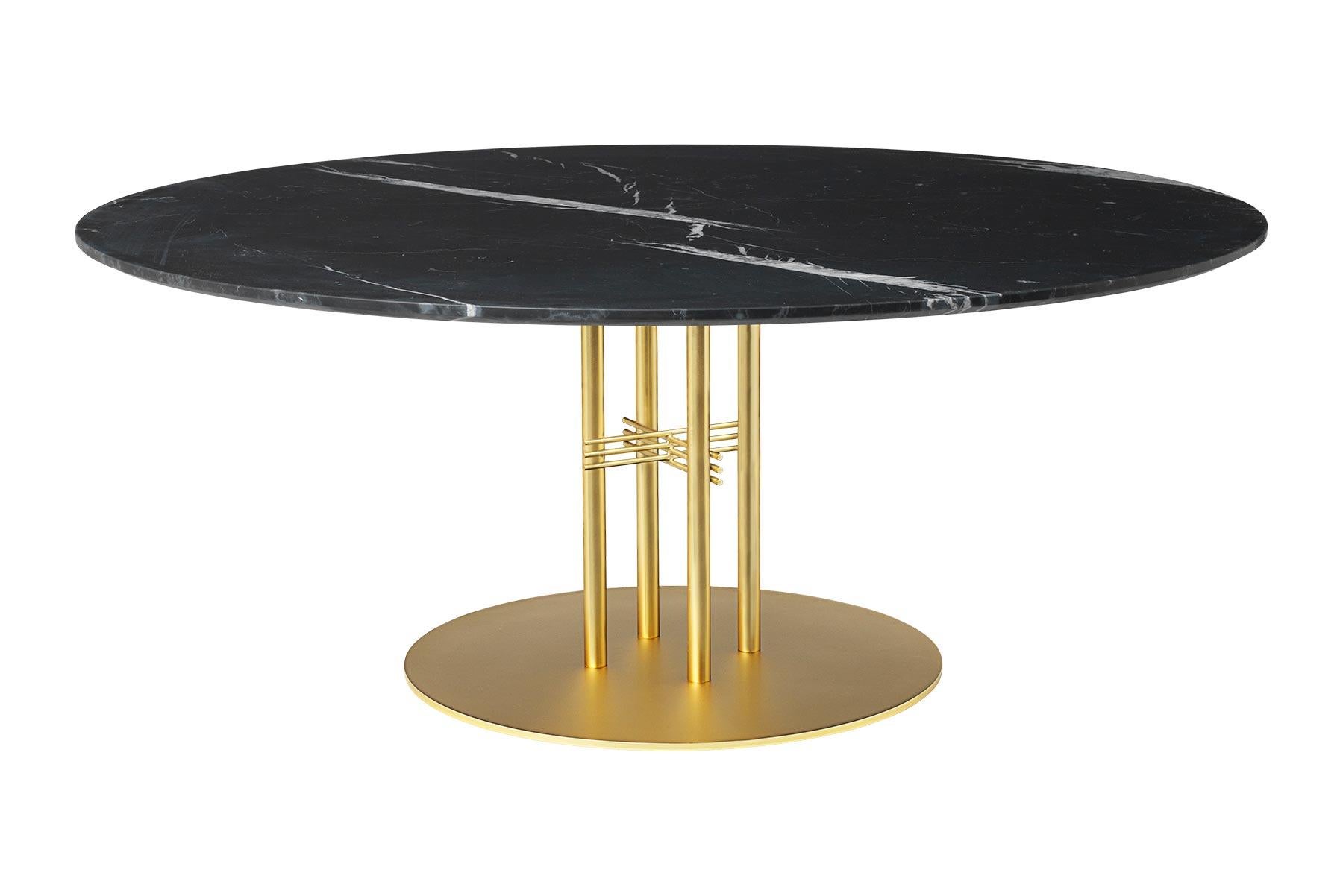 Danish TS Column Lounge Table, Round, Brass Base, X-Large, Marble For Sale