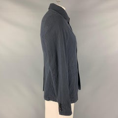 TS (S) Size L Navy Tan Pinstripe Cotton Silk Jacket