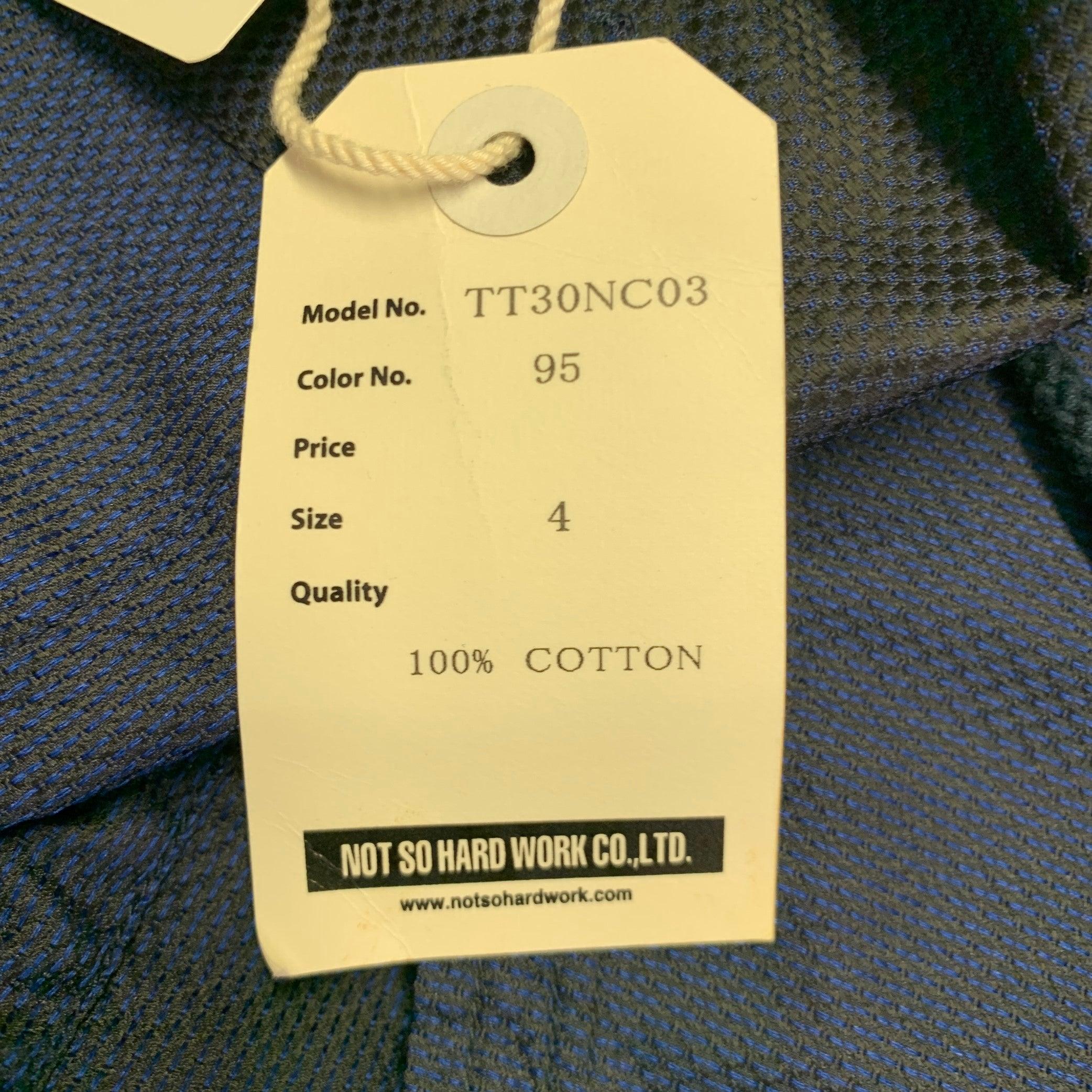 Men's TS (S) Size L Navy Textured Cotton Drawstring Hacking Jacket For Sale