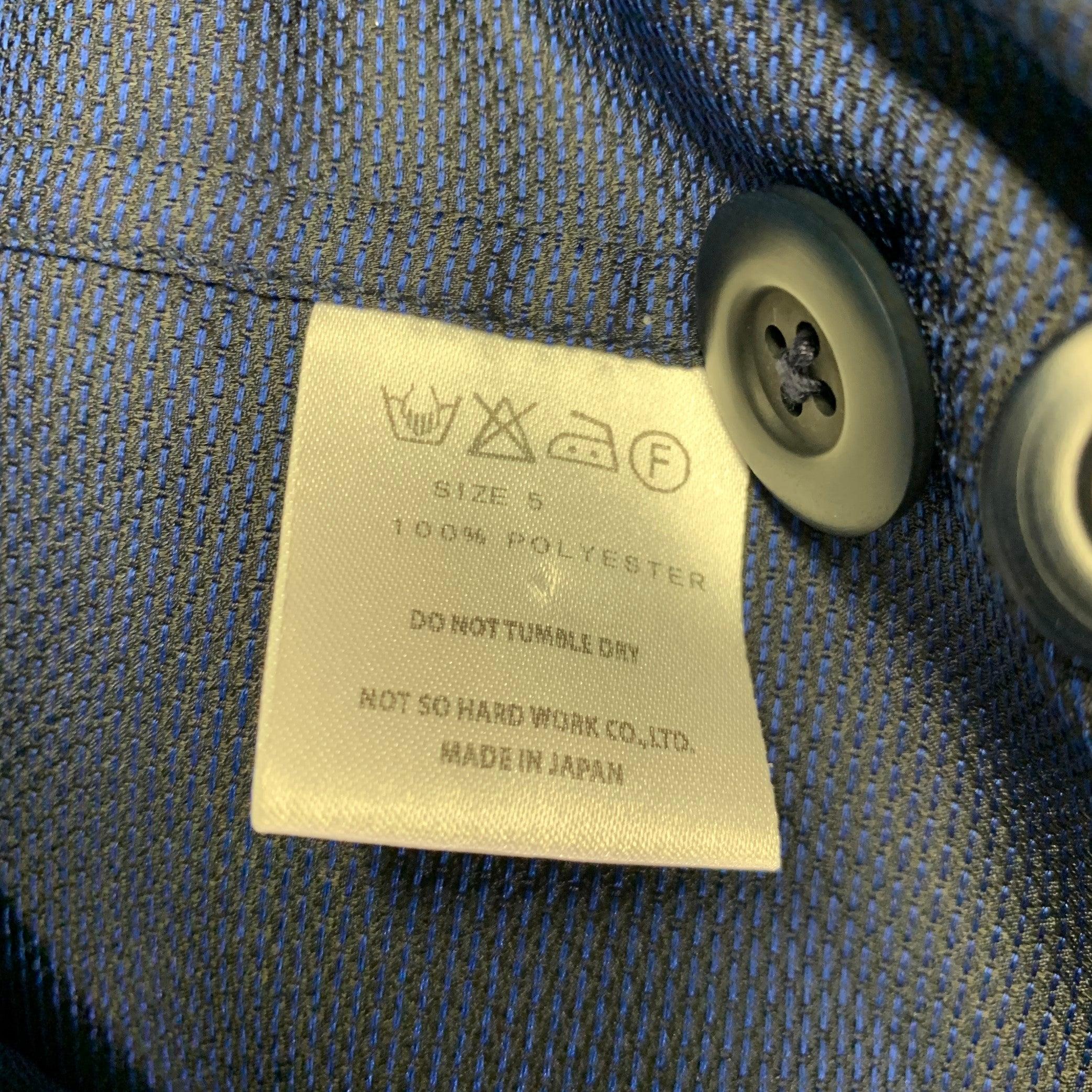 TS (S) Size L Navy Textured Cotton Drawstring Hacking Jacket For Sale 1