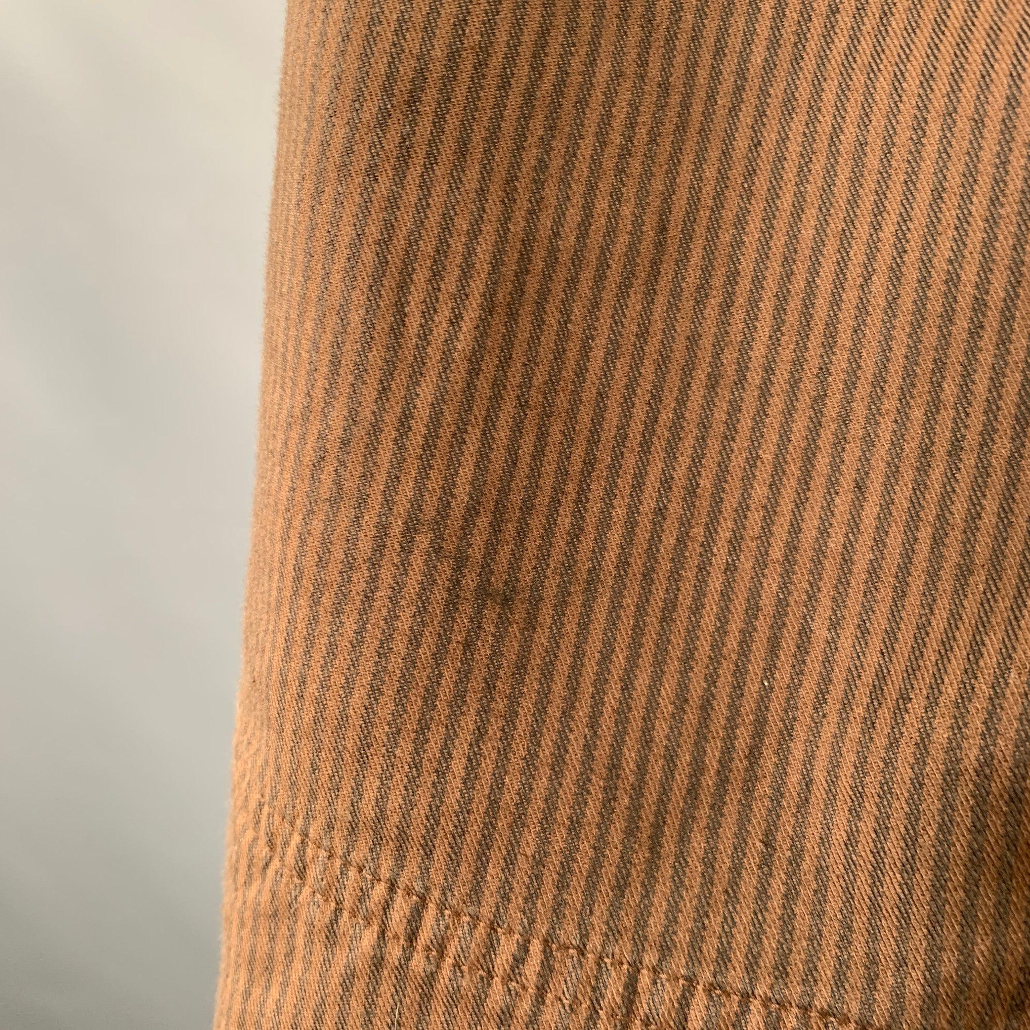 TS (S) Size M Brown Stripe Cotton Blend Oversized French Chore Jacket For Sale 1