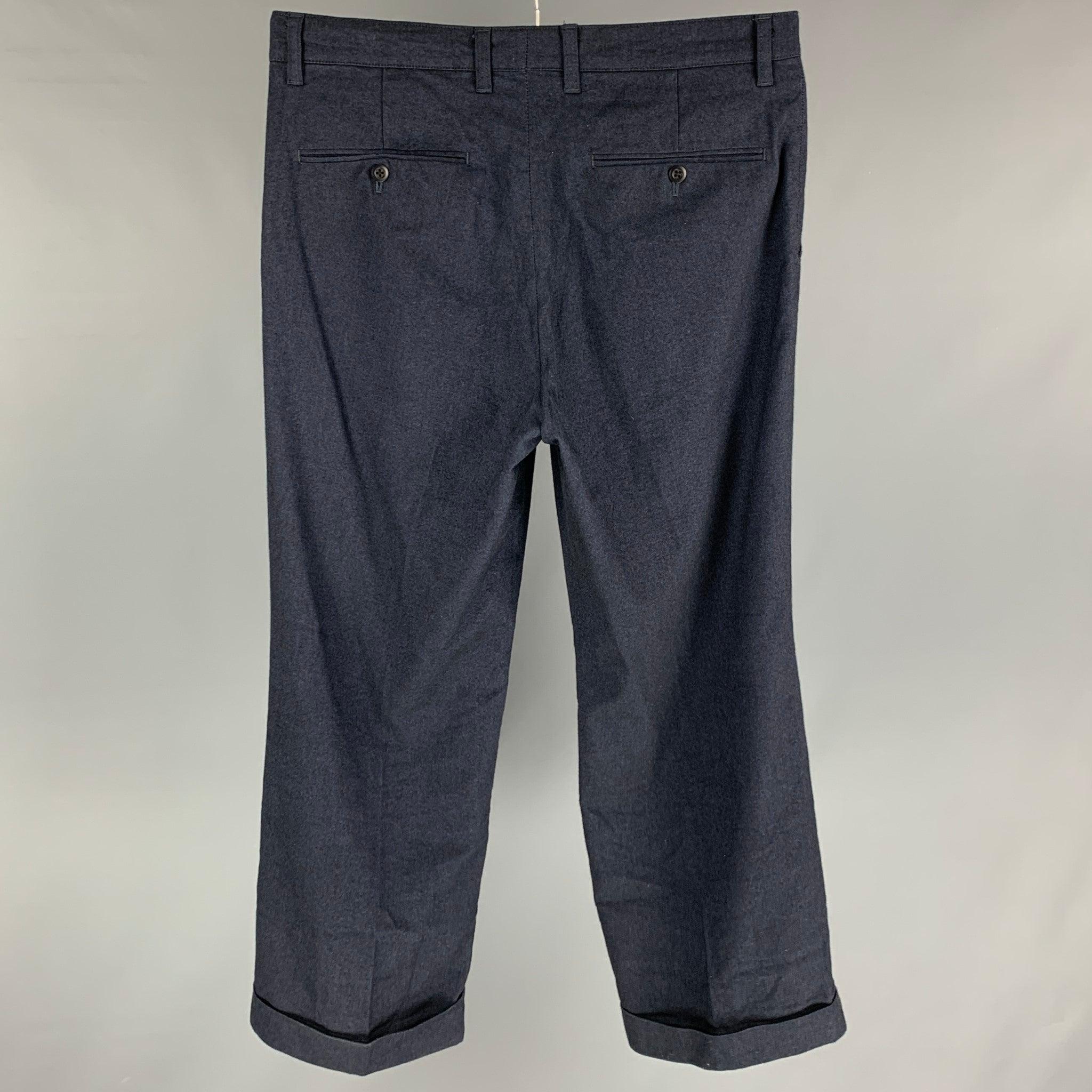 TS (S) Size M Indigo Cotton Blend Pleated Casual Pants In Good Condition For Sale In San Francisco, CA