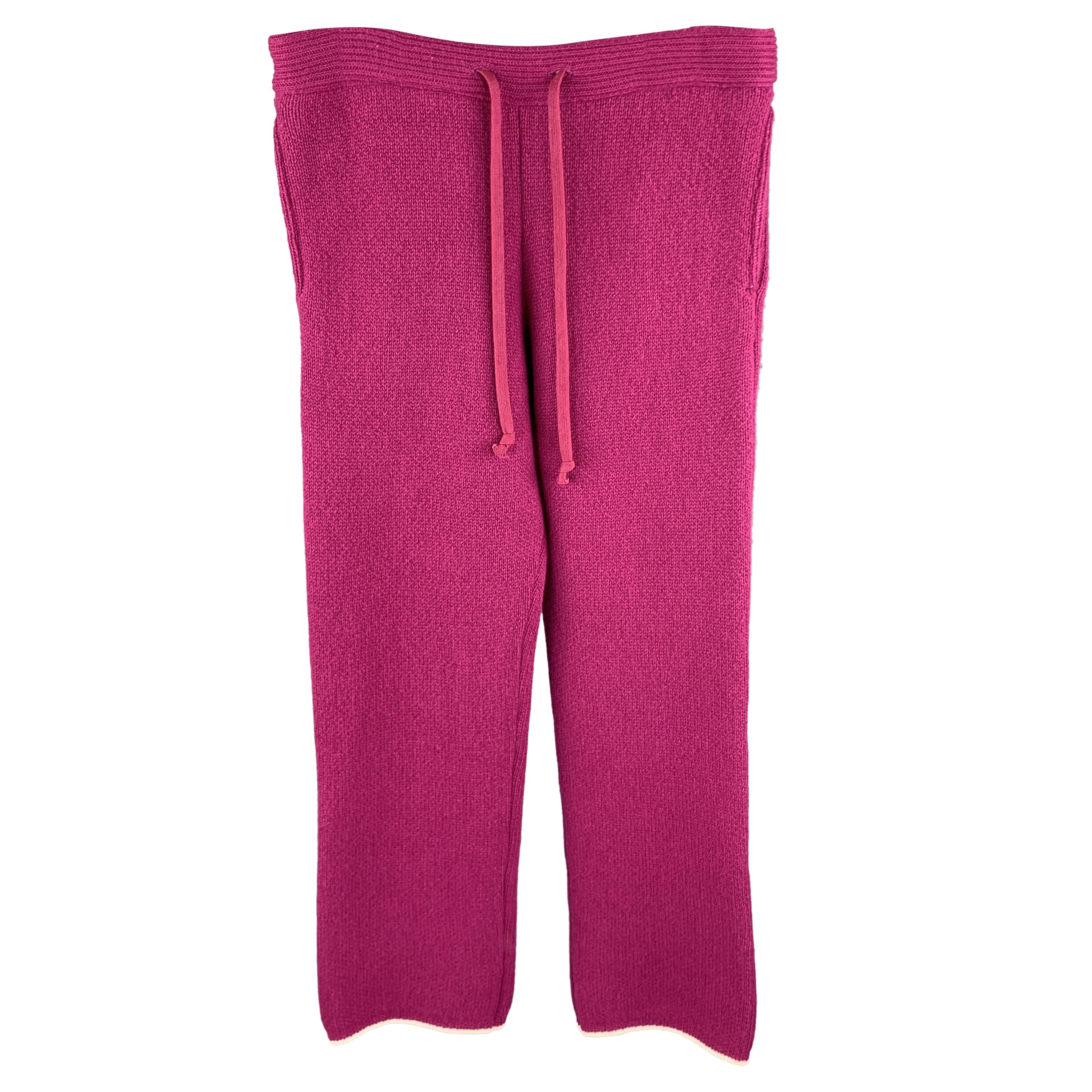 TS (S) Size M Raspberry Knitted Wool Blend Drawstring Sweatpants