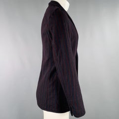 TS (S) Size S Burgundy Navy Stripe Wool Blend Jacket