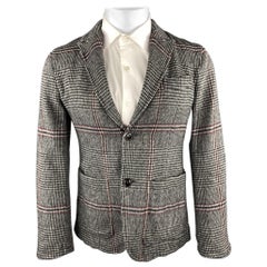 TS (S) Size S Gray Plaid Wool Blend Peak Lapel Sport Coat