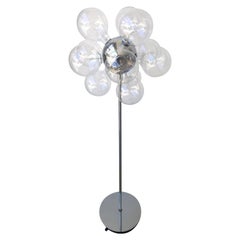 TSAO Designs Chromed Steel Ten Large Clear Globe Glass Globe Sputnik Floor Lamp