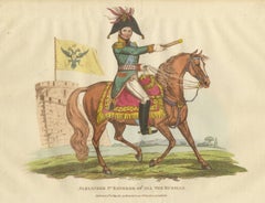 Le tsar Alexandre Ier avec un télescope devant un drapeau à l'aigle à deux têtes, 1815