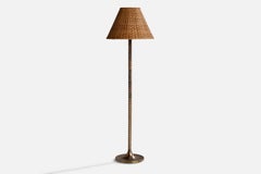 TSAR, Floor Lamp, Brass, Rattan, Sweden, 1970s