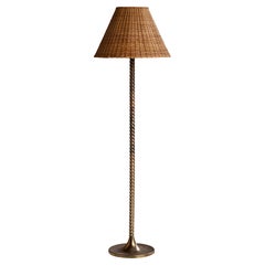 TSAR, Stehlampe, Messing, Rattan, Schweden, 1970er Jahre