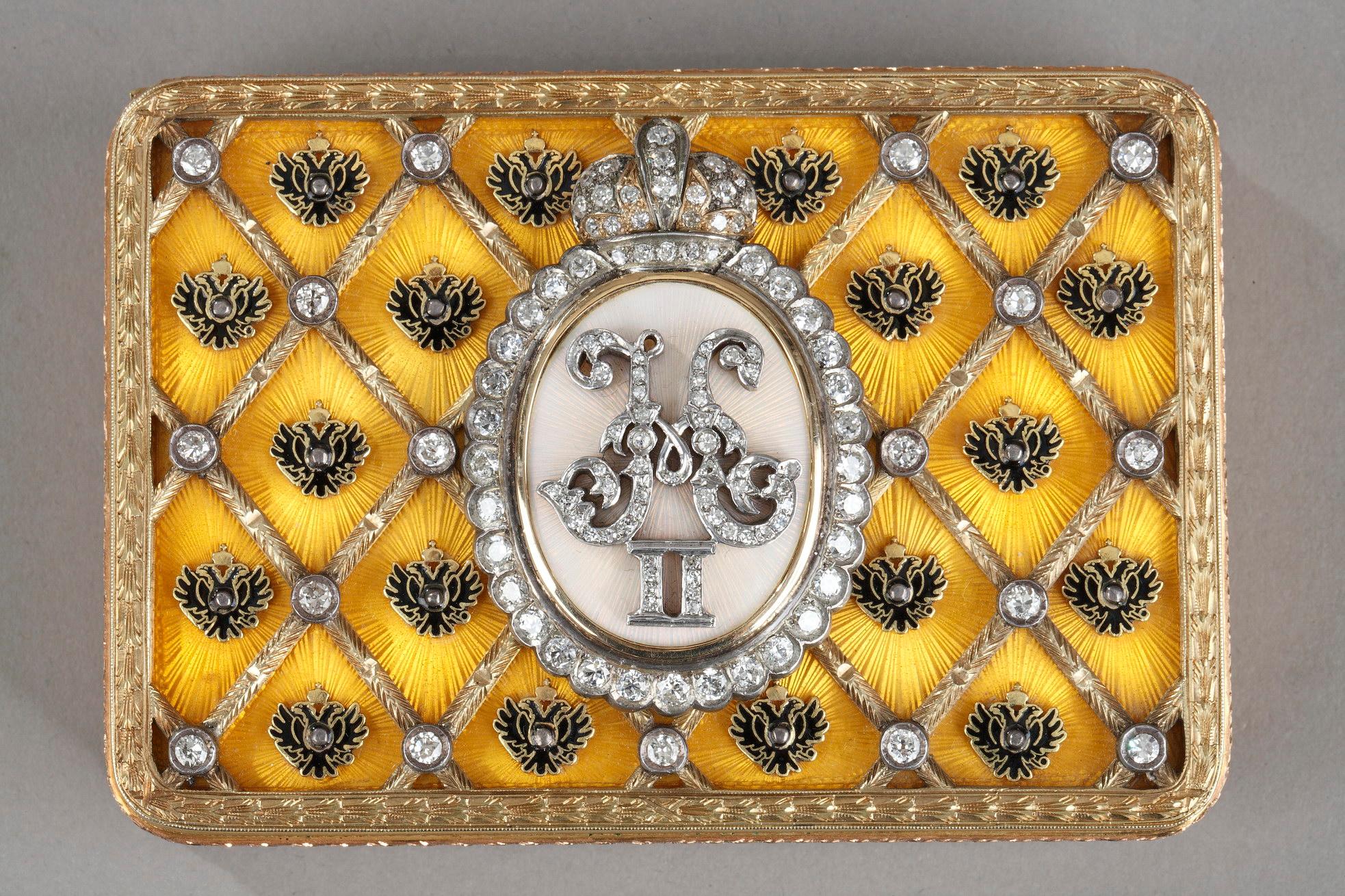 Louis XVI Tsar Nicholas II coronation snuff box. In homage to FABERGE. Early 20th century.