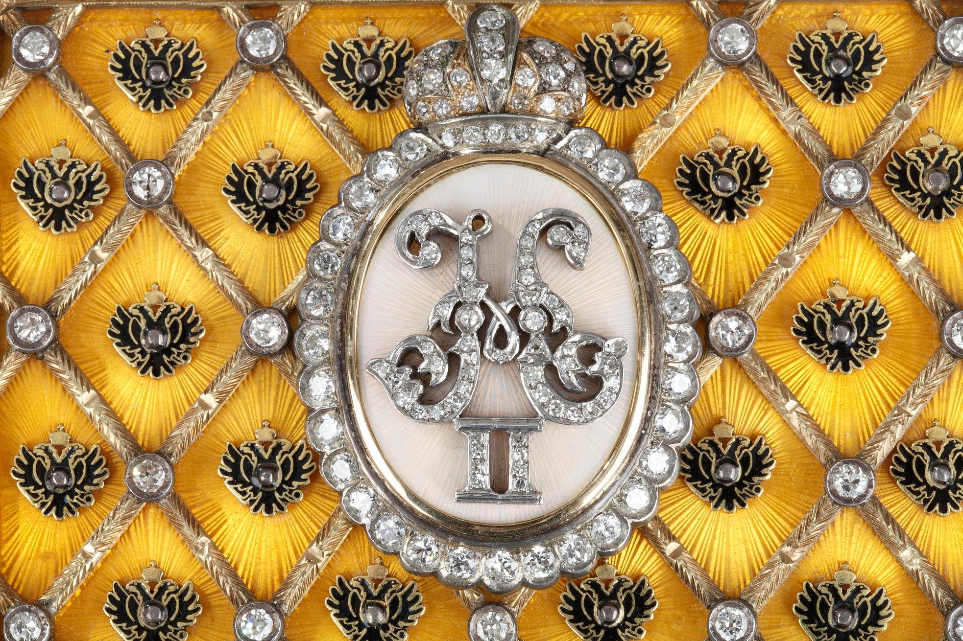 Early 20th Century Tsar Nicholas II coronation snuff box. In homage to FABERGE. Early 20th century.