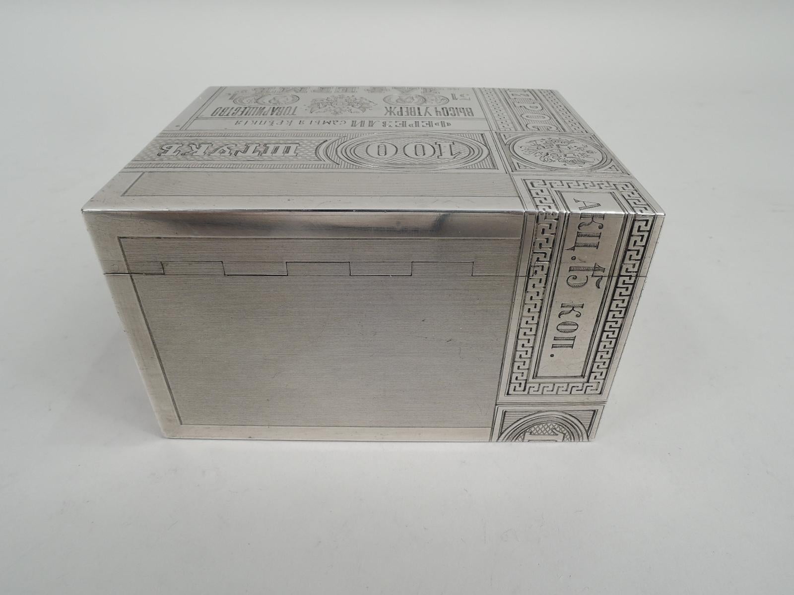 19th Century Tsarist Russian Silver Novelty Trompe-l’oeil Cigarette Box