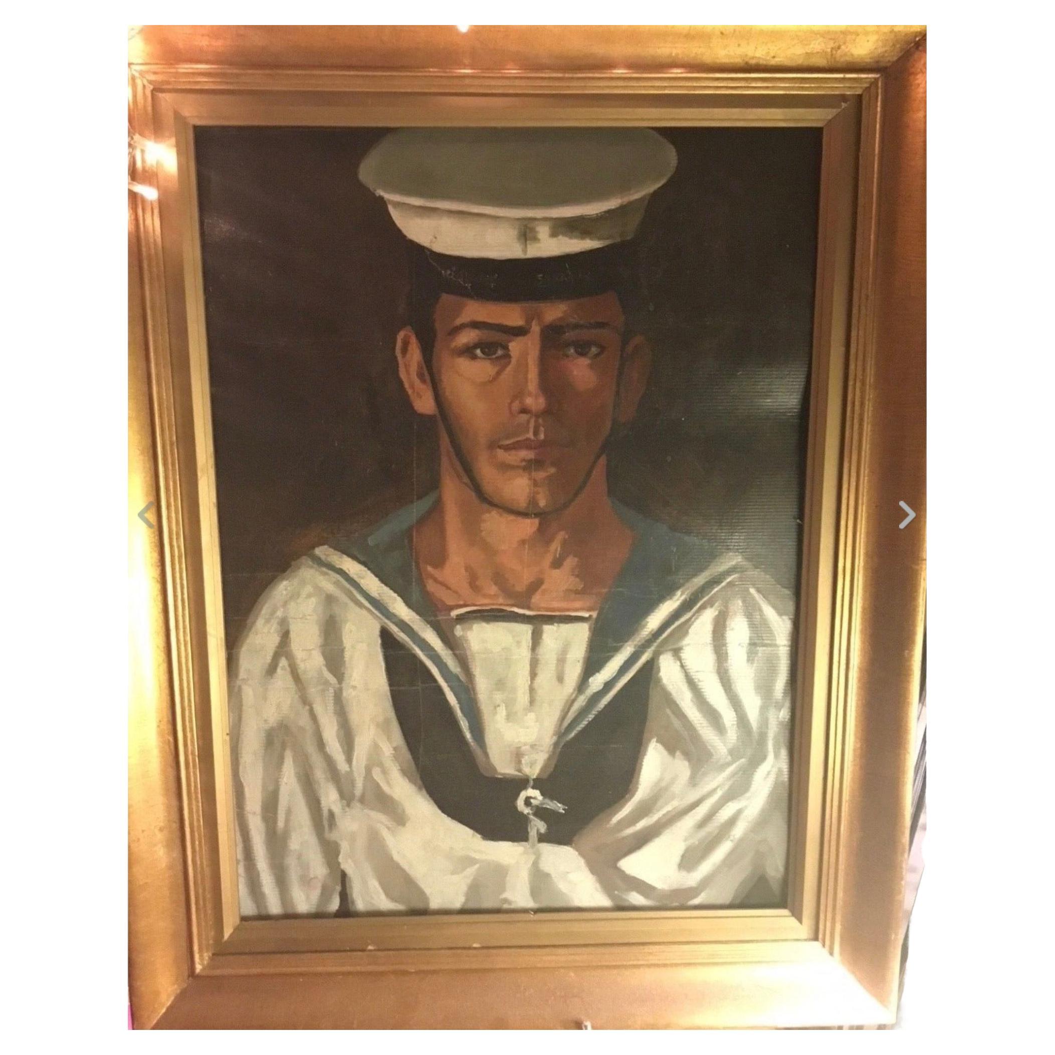 TSAROUCHIS, Yannis (1910-1989), Portrait of a young Saior  Oil/paper Painting For Sale