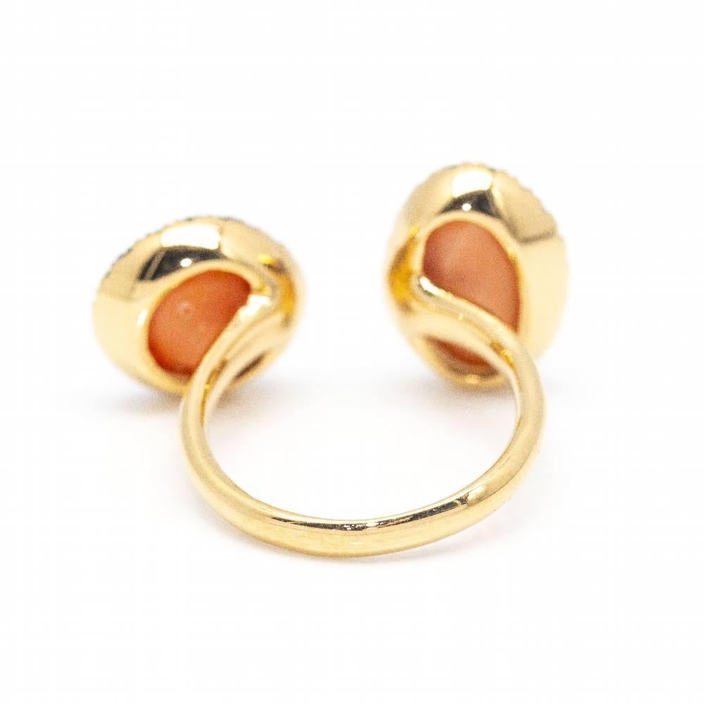 TSAVORIT Ring in Gold and natural Coral In New Condition For Sale In Barcelona, CT