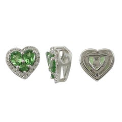 Tsavorite 18 Karat White Gold with Diamonds Heart Shaped Pendant for Necklace