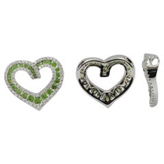 Tsavorite 18 Karat White Gold with Diamonds Heart Shaped Pendant for Necklace