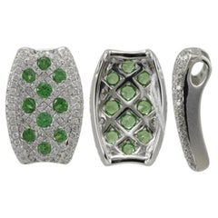 Tsavorite 18 Karat White Gold with Diamonds Pendant for Necklace Without a Chain