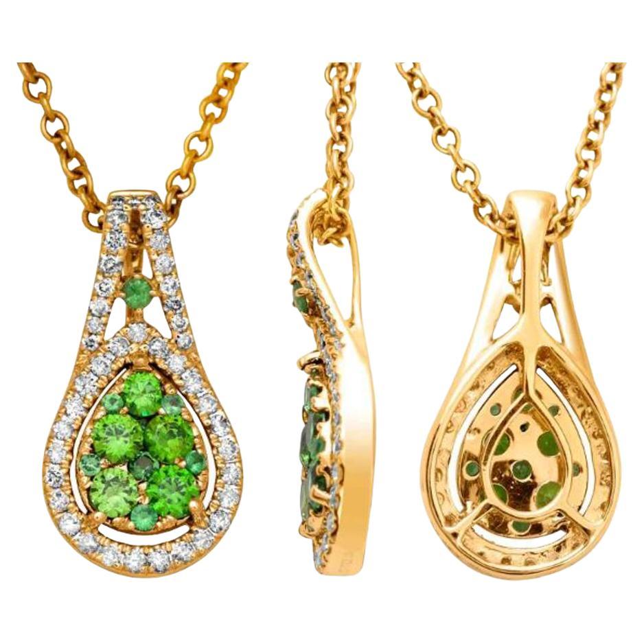 Tsavorite 18 Karat Yellow Gold with Diamonds Pendant for Necklace For Sale