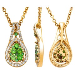 Tsavorite 18 Karat Yellow Gold with Diamonds Pendant for Necklace