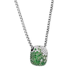 Tsavorite 2.13Ctw And Diamond 1.65Ctw Pendant Necklace 18K White Gold 18.5 inch
