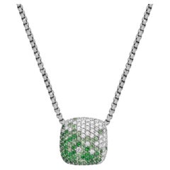 Tsavorite 2.13Ctw And Diamond 1.65Ctw Pendant Necklace 18K White Gold 18.5 inch