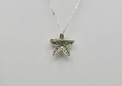 Tsavorite and 14 Karat White Gold Starfish Brooch and Pendant