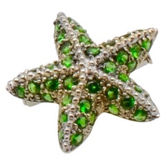 Tsavorite and 14 Karat White Gold Starfish Brooch and Pendant