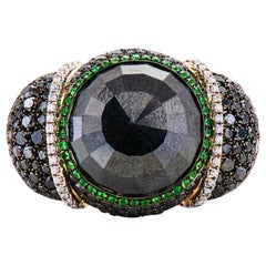 Neil Lane Couture Black Diamond, Tsavorite Garnet, 18K White Gold Ring