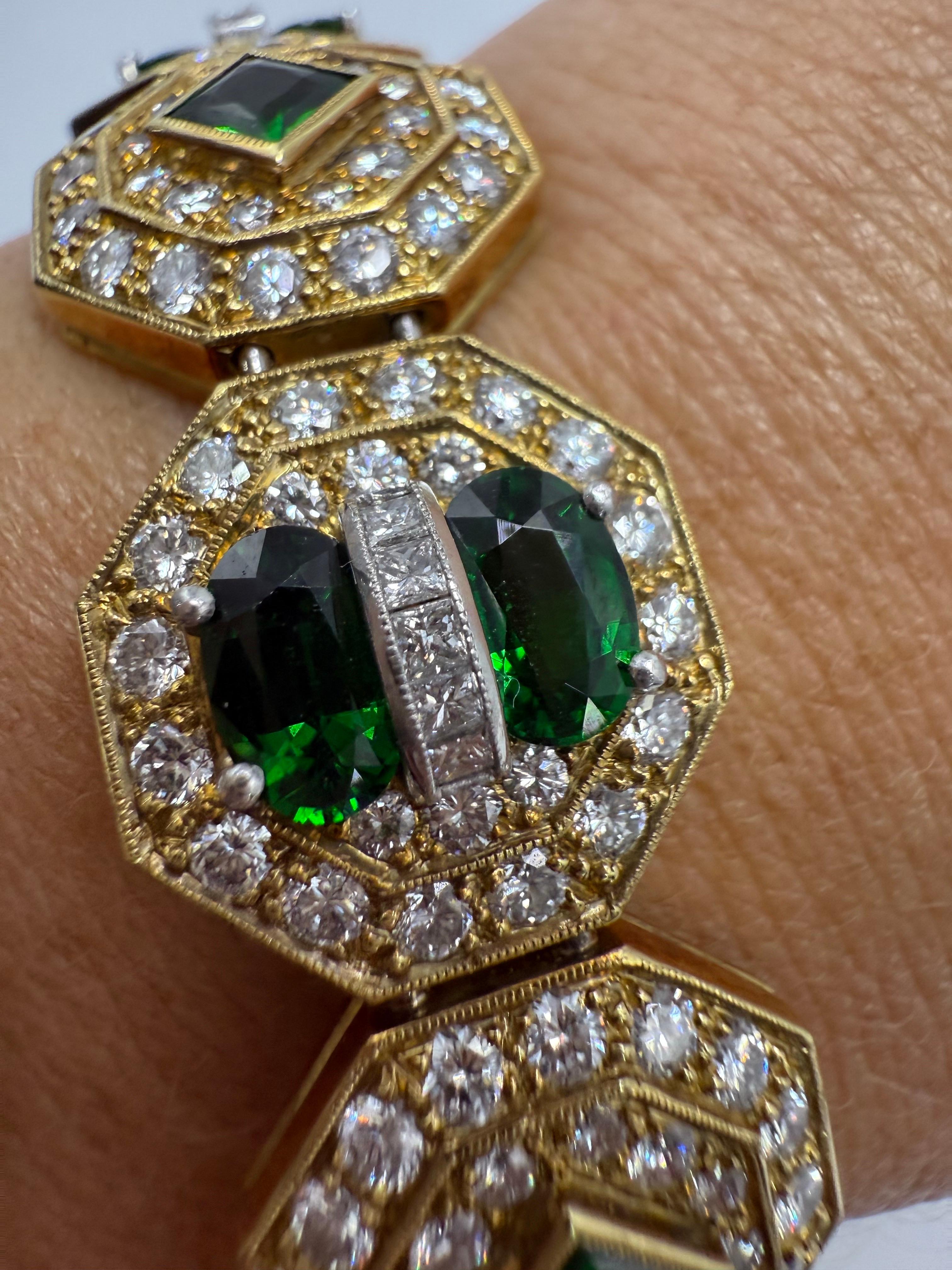 Femenino o masculino Pulsera Tsavorita y Diamantes Oro 18KT en venta