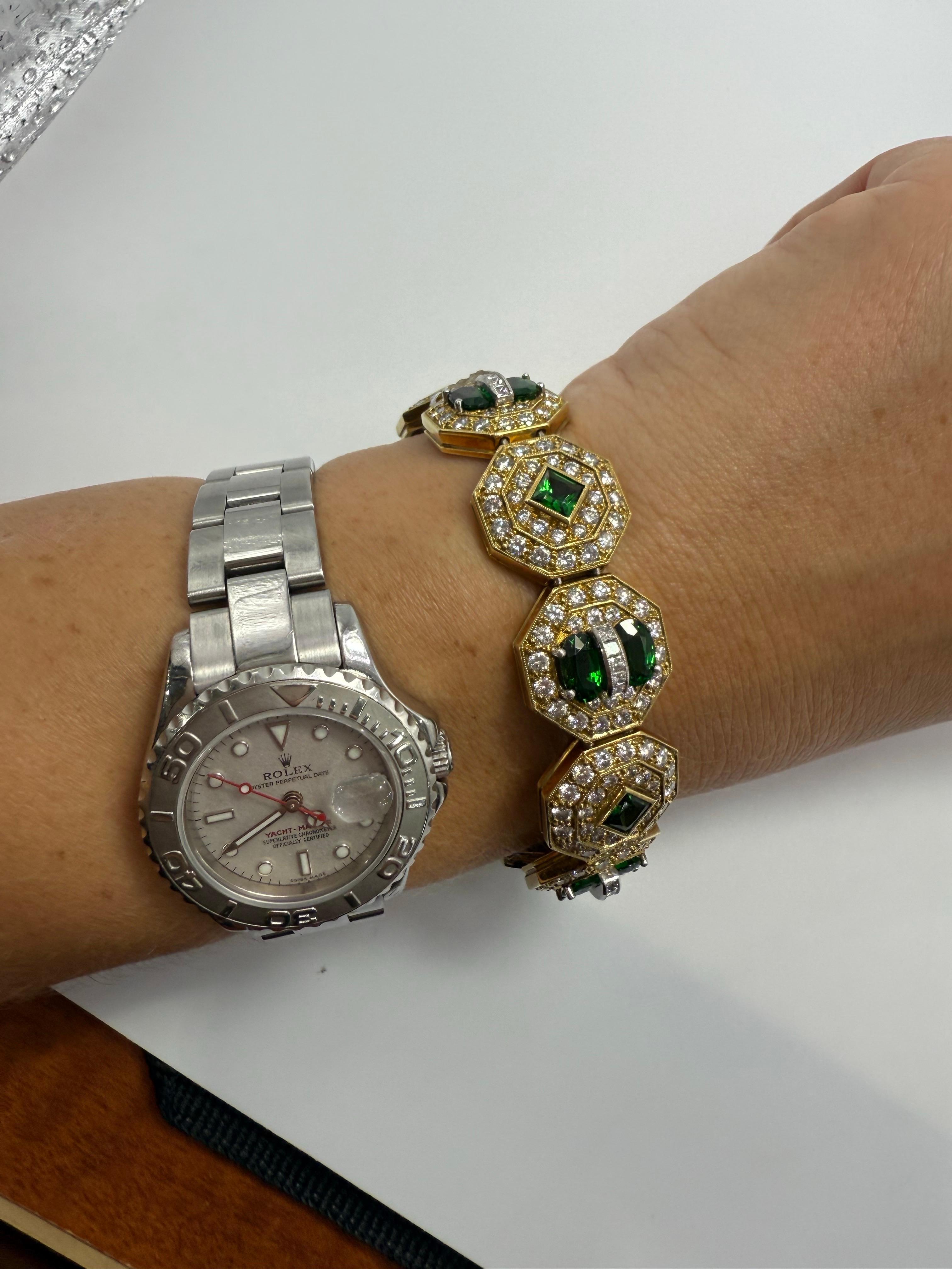 Pulsera Tsavorita y Diamantes Oro 18KT en venta 2