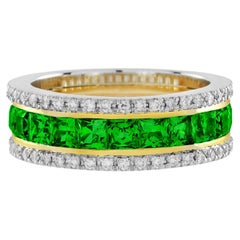 Tsavorit und Diamant Classic Half Eternity Band Ring in 18K Gelbgold