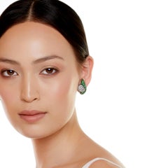 Tsavorite and Diamond Earclips