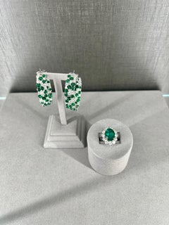 Tsavorite and Diamond Hoops