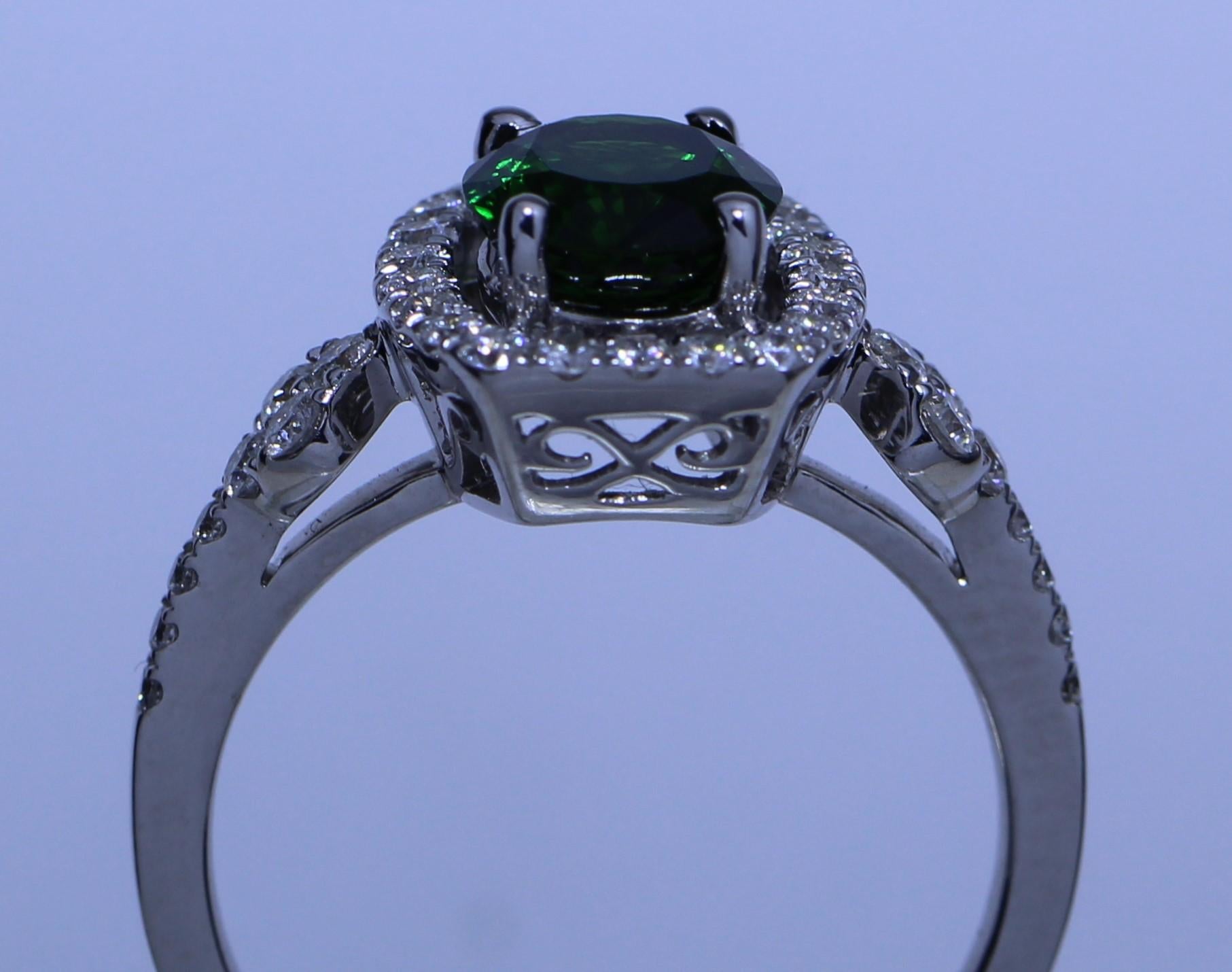 Art Deco Tsavorite and Diamond Ring For Sale