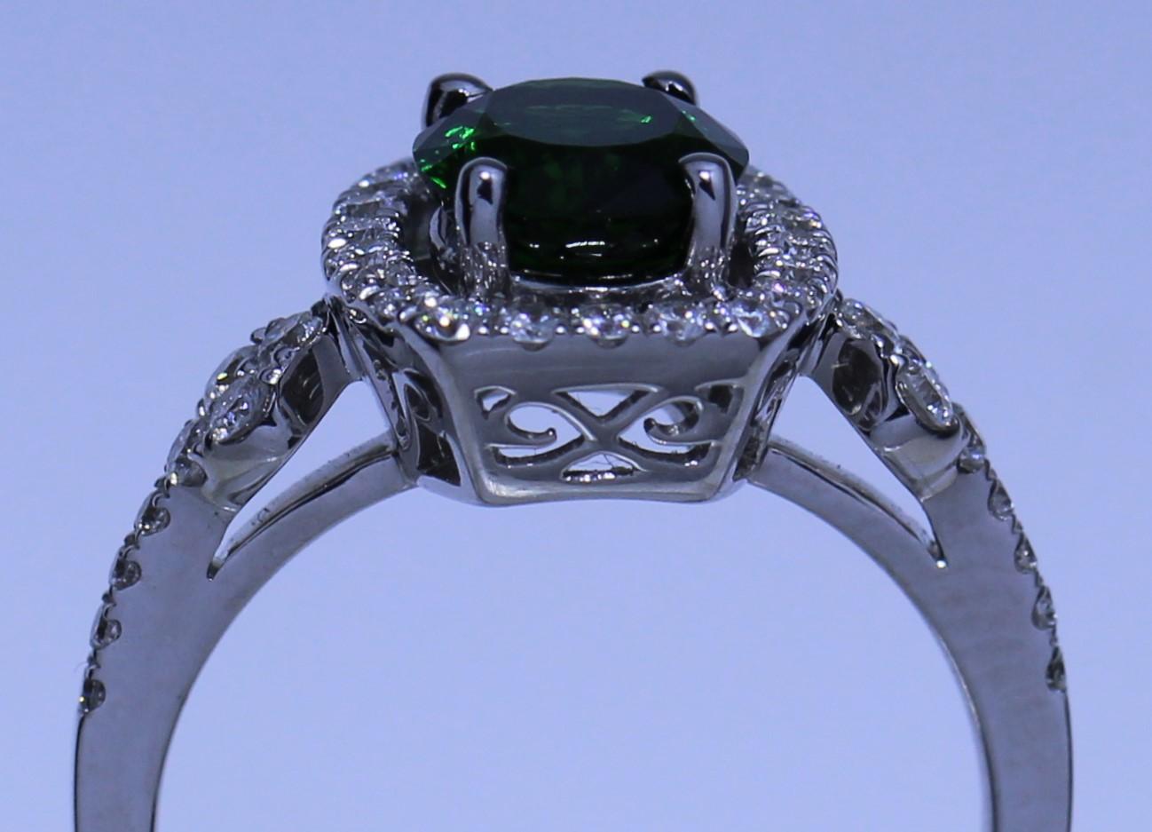 Women's Tsavorite and Diamond Ring For Sale