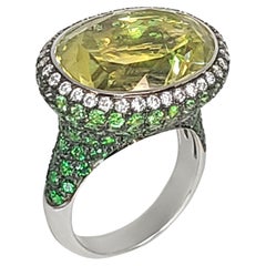 18K Gold Tsavorite and Lemon Citrine Ring