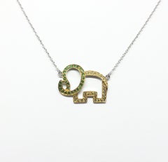 Collana Elefante di Tsavorite e Zaffiro Giallo con montatura in Argento