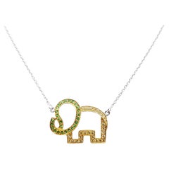 Collana Elefante di Tsavorite e Zaffiro Giallo con montatura in Argento