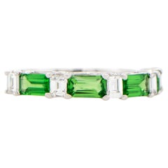 Tsavorite Band Ring With Diamonds 1.61 Carats 18K Gold