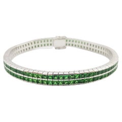 Tsavorite Bracelet Set in 18 Karat White Gold Settings Extended Tsavorite Bracelet Set in 18 Karat White Gold Settings Extended