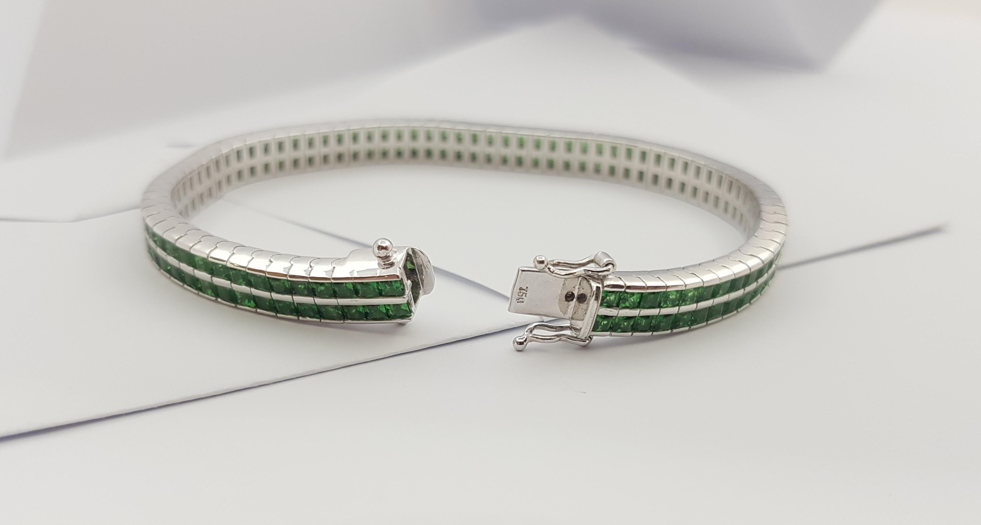 Conjunto de pulsera de tsavoritas en engastes de oro blanco de 18 quilates en venta 7