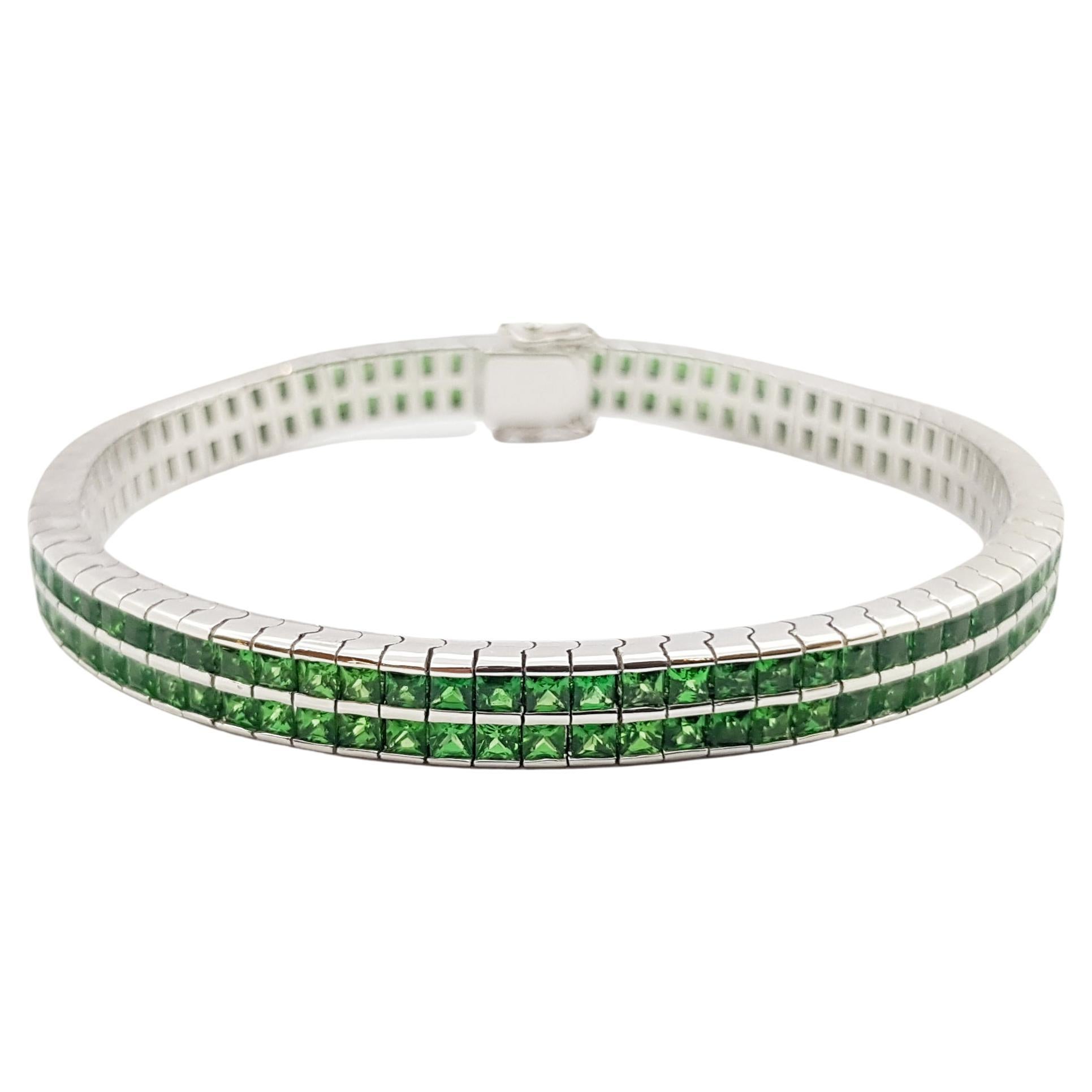 Tsavorite Bracelet Set in 18 Karat White Gold Settings