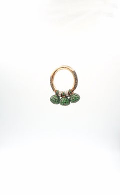 Tsavorite Brown and White Diamond Ball Charm Dangle Rose Gold Ring