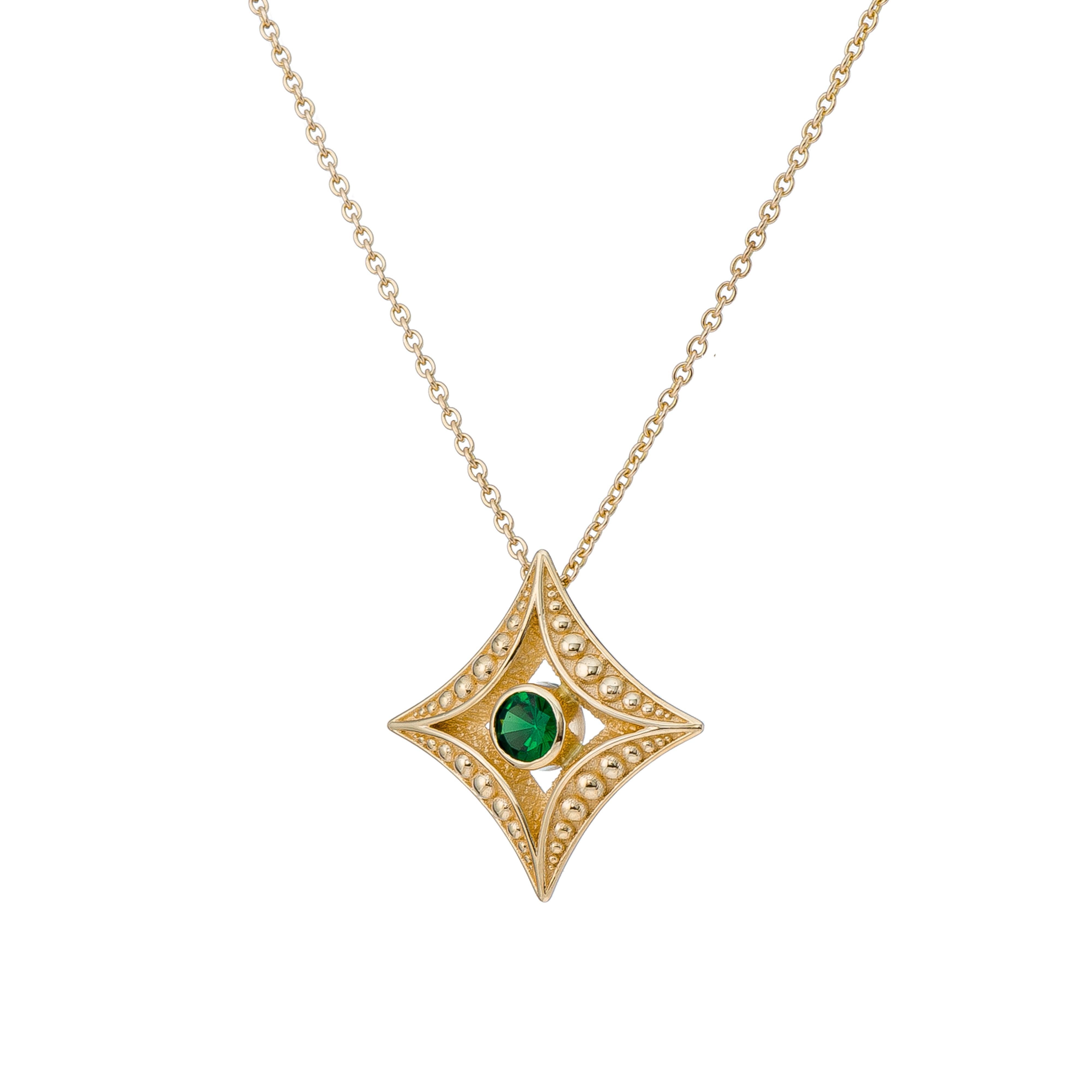 Tsavorite Byzantine Gold Pendant In New Condition For Sale In Athens, GR