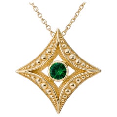 Tsavorite Byzantine Gold Pendant