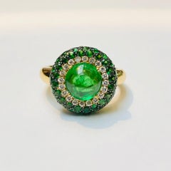 Tsavorite Cabochon Cocktail Ring, 18 Carat Yellow Gold, Made in Italy
