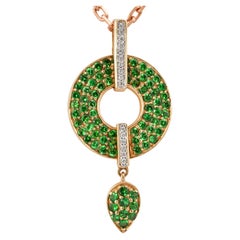 Tsavorite Cocktail Pendant in 14 Karat Yellow Gold